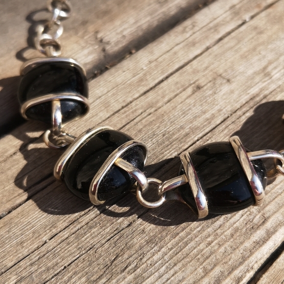 Vintage Alpaca silver and glass necklace - Picture 2 of 5